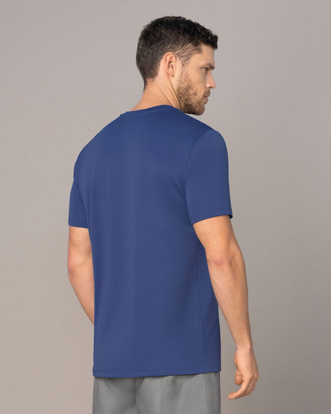 Camiseta deportiva masculina semiajustada de secado rápido#color_522-azul