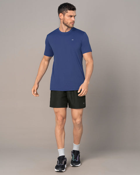 Camiseta deportiva masculina semiajustada de secado rápido#color_522-azul