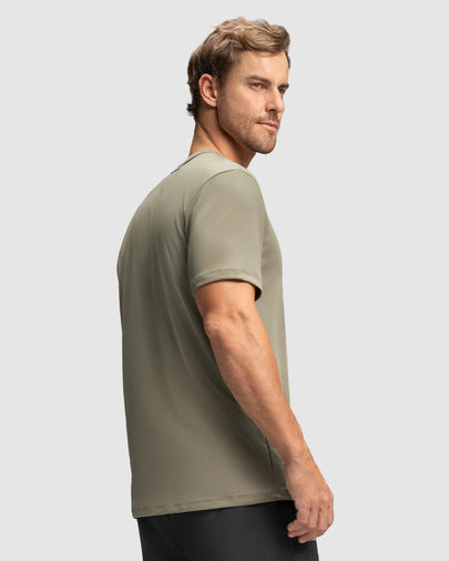 Camiseta deportiva masculina semiajustada de secado rápido#color_714-arena