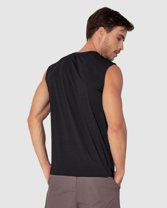 Camiseta manga sisa deportiva y de secado rápido para hombre#color_700-negro