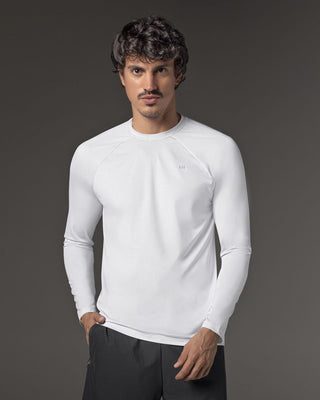Camiseta deportiva masculina manga larga con protección UV#color_000-blanco