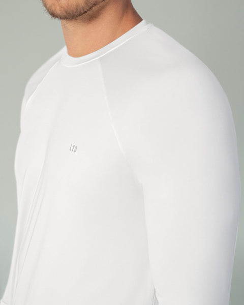 Camiseta deportiva masculina manga larga con protección UV#color_000-blanco