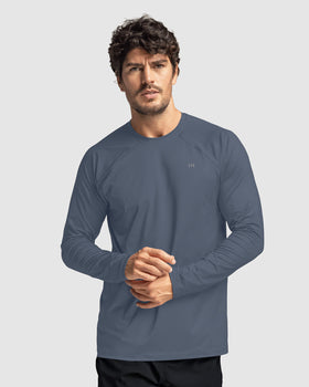 Camiseta deportiva masculina manga larga con protección UV#color_457-azul-oscuro