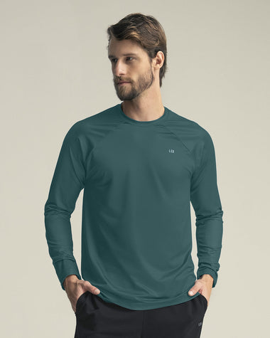 Camiseta deportiva masculina manga larga con protección UV#color_678-verde