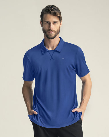 Camiseta deportiva transpirable con cuello tipo polo#color_521-azul