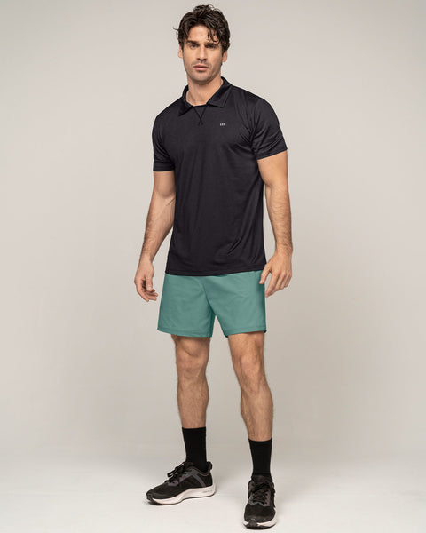 Camiseta deportiva transpirable con cuello tipo polo#color_700-negro