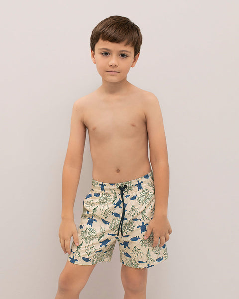 Pantaloneta de baño para niño con bolsillo lateral#color_a29-estampado-animales-marinos