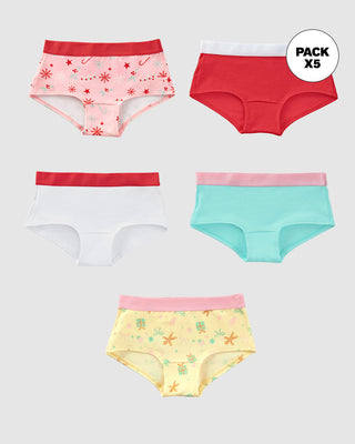 Paquete x 5 bloomers tipo hipster para niña#color_s03-blanco-rojo-menta-est-flores-est-regalos