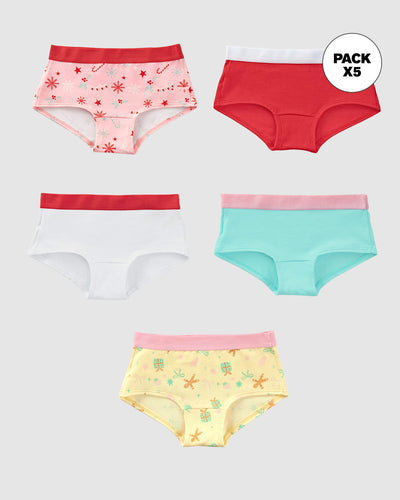 Paquete x 5 bloomers tipo hipster para niña#color_s03-blanco-rojo-menta-est-flores-est-regalos