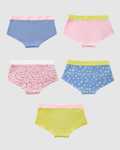 Paquete x 5 bloomers tipo hipster para niña#color_s04-verde-rosado-azul-est-huellas-est-perros