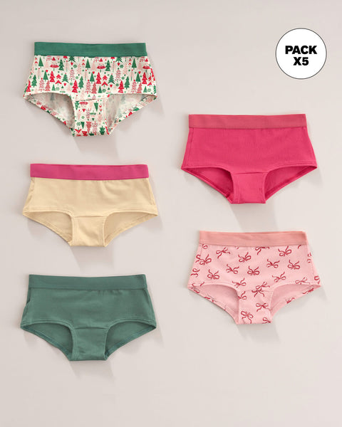 Paquete x 5 bloomers tipo hipster para niña#color_s31-verde