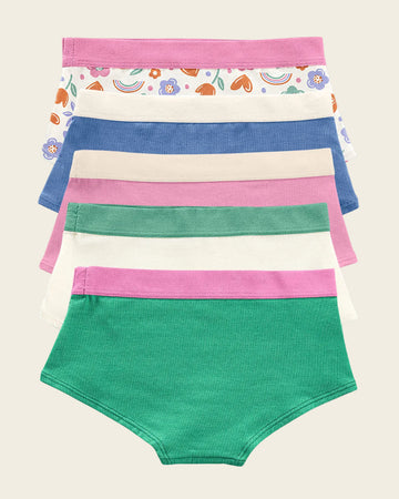 Paquete x 5 bloomers tipo hipster para niña#color_s33-flores-arco-iris-rosado-marfil-verde