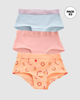 Paquete x 3 bloomers tipo hipster en algodón suave para niña#color_s44-azul-claro-estampado-rosado