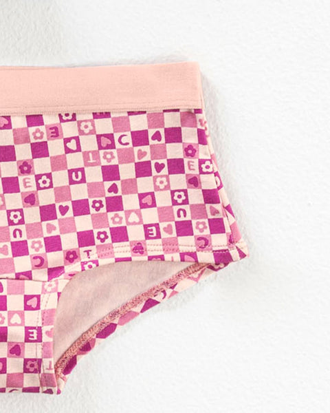 Paquete x 5 bloomers tipo hipster en algodón suave para niña#color_s26-cuadros-rayas-rosado-azul-blanco