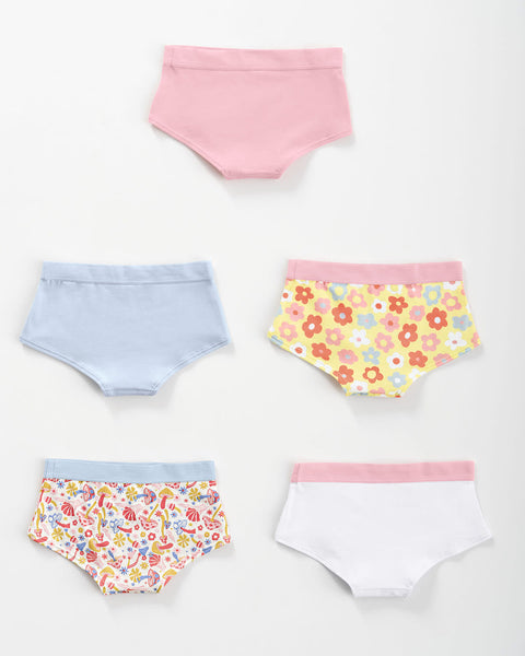 Paquete x 5 bloomers tipo hipster en algodón suave para niña#color_s28-rosado-blanco-azul-flores-coral