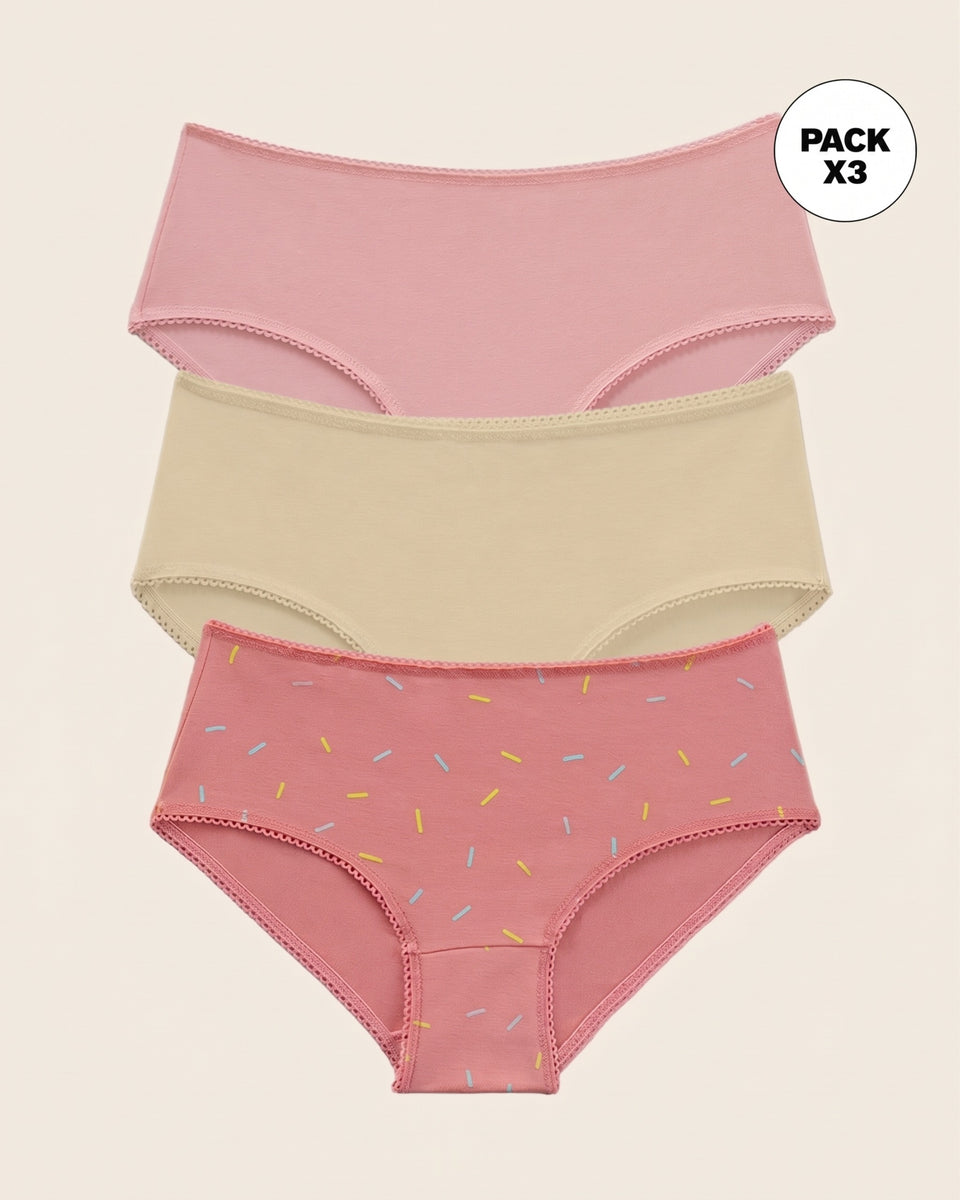 Paquete x3 bloomer clásico para niña
