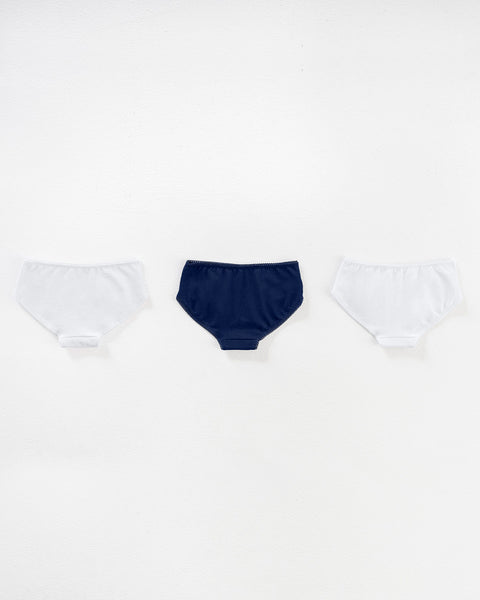 Paquete x3 bloomer clásico para niña#color_s30-blanco-azul-oscuro