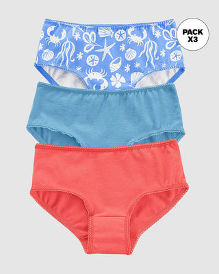 Paquete x3 bloomer clásico para niña#color_s35-azul-estampado-azul-claro-coral
