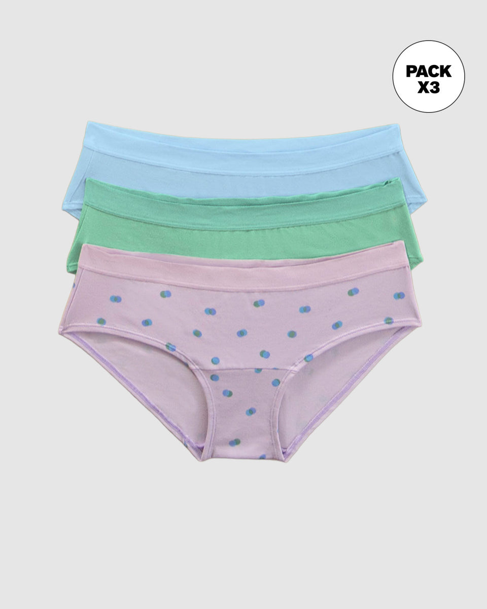 Paquete x 3 bloomers estilo hípster en algodón