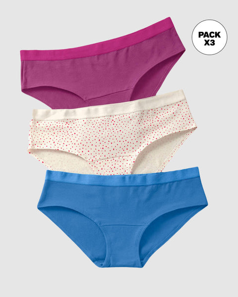 3bloomers estilo hipster en algodón#color_s54-marfil-estampado-puntos-morado-azul