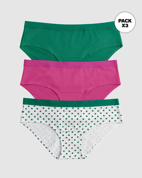 3 Bloomers estilo hipster en algodón#color_s64-bolas-verdes-verde-fucsia