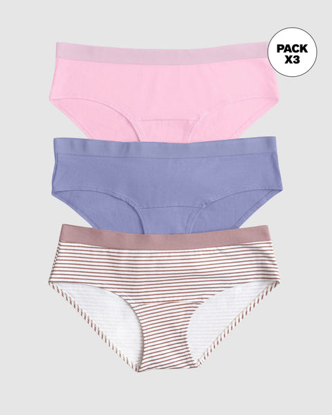 3 Bloomers estilo hipster en algodón#color_s66-morado-estampado-rayas-rosado-claro