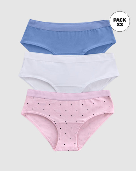 Paquete x 3 bloomers estilo hípster en algodón#color_s72-blanco-azul-fondo-rosa-estampado