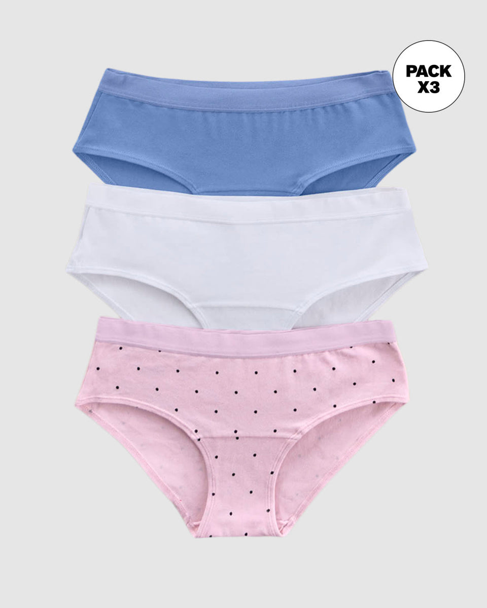 Paquete x 3 bloomers estilo hípster en algodón