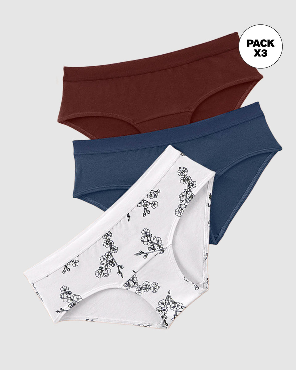 Paquete x 3 bloomers estilo hípster en algodón