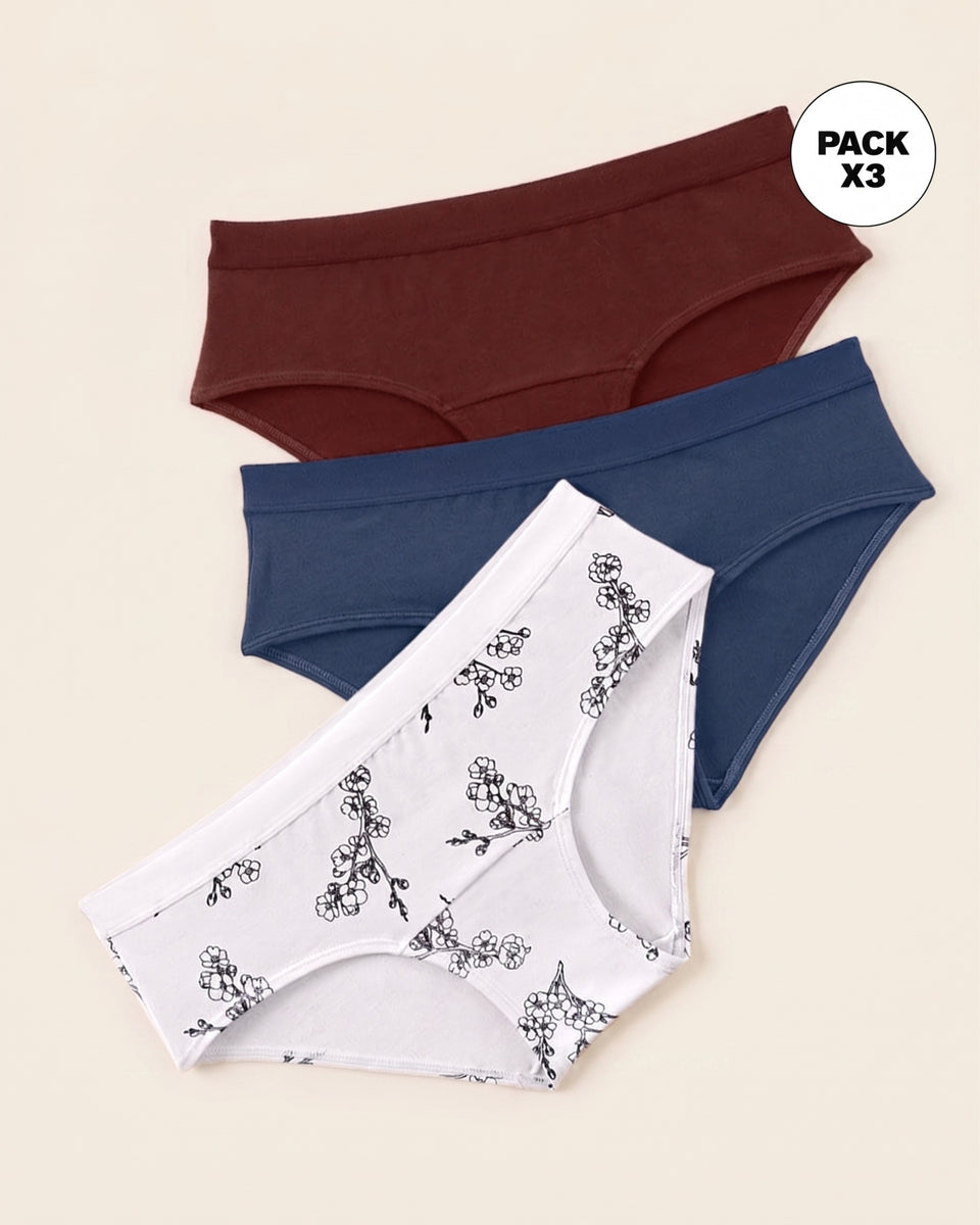 Paquete x 3 bloomers estilo hípster en algodón