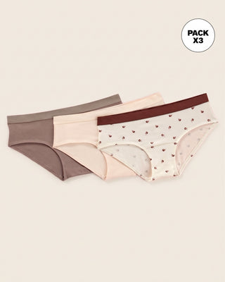 Paquete x 3 bloomers estilo hípster en algodón#color_s80-fondo-marfil-cafe-medio-marfil