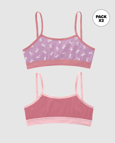 Paquete x 2 Top para niña#color_s04-coral-morado-estampado-conejos