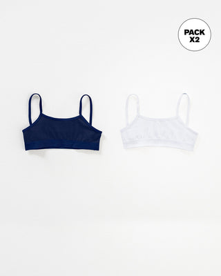 Paquete x 2 Top para niña#color_s12-blanco-azul-oscuro