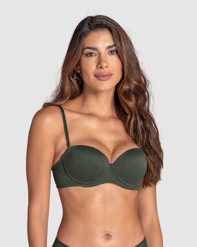 Brasier strapless con arco de realce suave#color_249-verde-oscuro