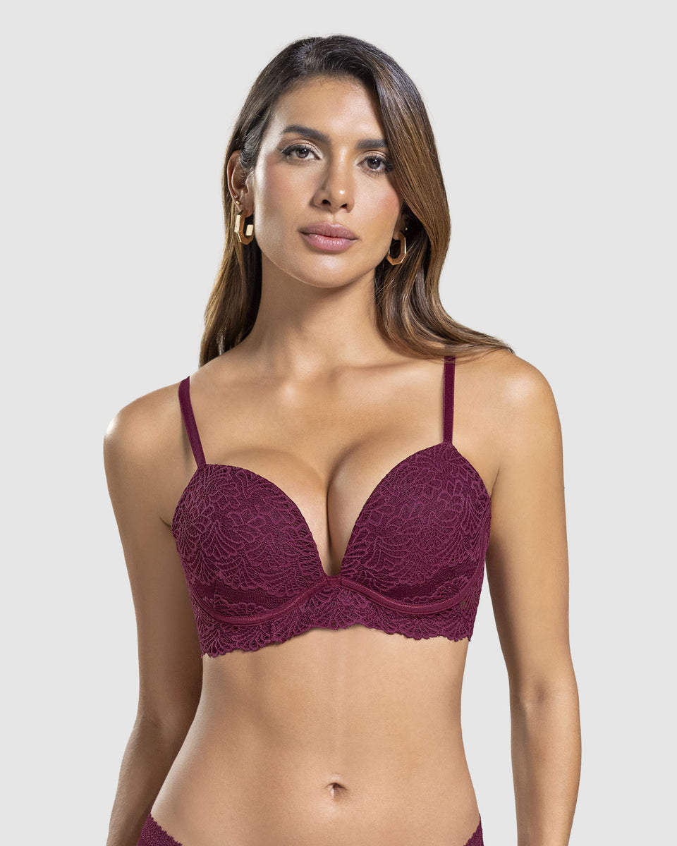 Brasier doble realce escote profundo elaborado en encaje