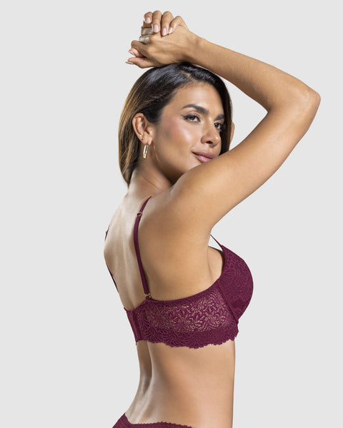 Brasier doble realce escote profundo elaborado en encaje#color_240-vino