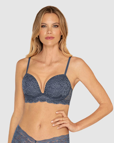 Brasier doble realce escote profundo elaborado en encaje#color_554-azul-medio