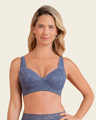 Brasier triangular con copas en encaje y espalda en tela lisa#color_553-azul