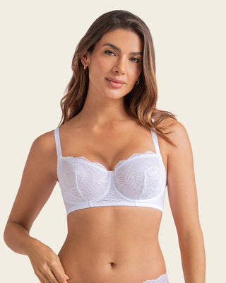 Brasier con copas en encaje y espalda en tul#color_000-blanco