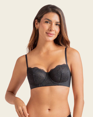 Brasier con copas en encaje y espalda en tul#color_700-negro
