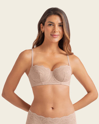 Brasier con copas en encaje y espalda en tul#color_802-cafe-claro