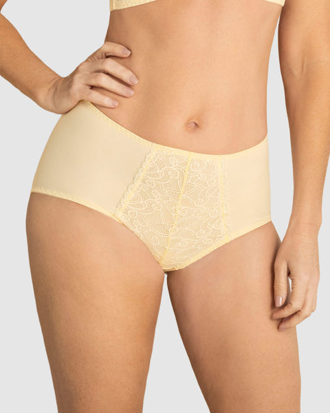 Bloomer clásico de control suave con toques de encaje en abdomen#color_111-vainilla