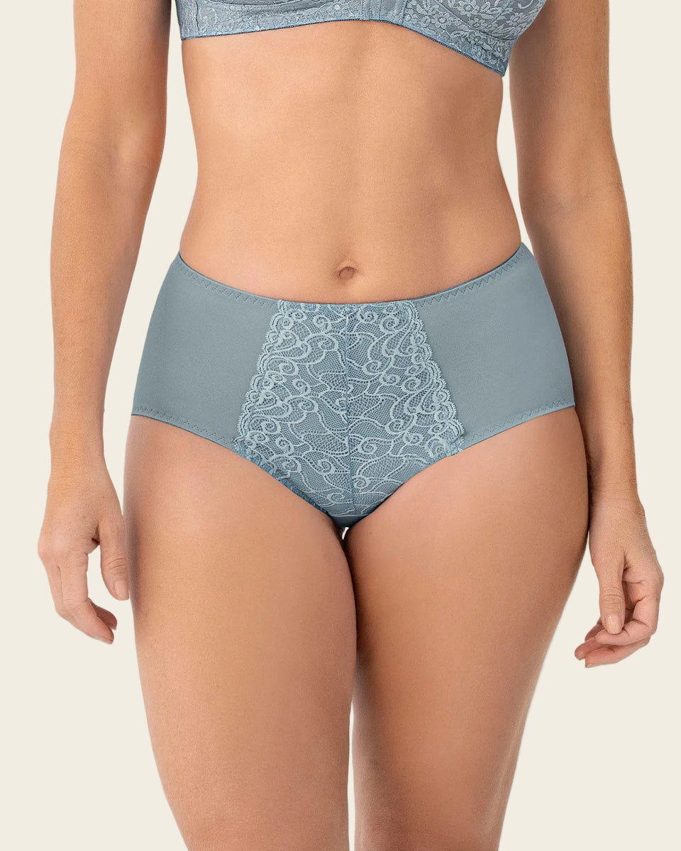 Bloomer clásico de control suave con toques de encaje en abdomen