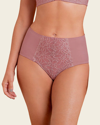 Bloomer clásico de control suave con toques de encaje en abdomen#color_181-rosa