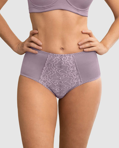 Bloomer clásico de control suave con toques de encaje en abdomen#color_465-lila