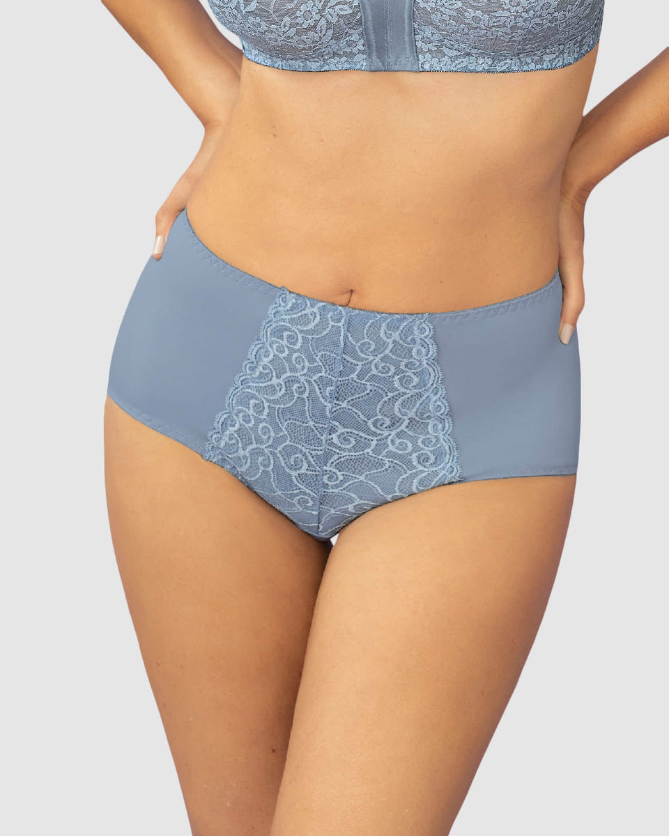 Bloomer clásico de control suave con toques de encaje en abdomen