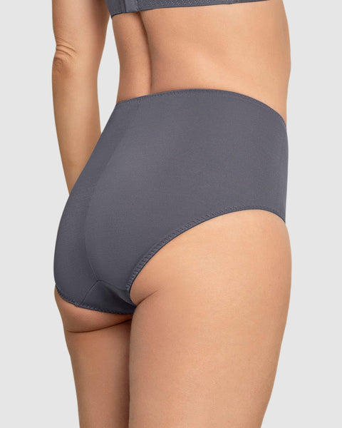 Bloomer clásico de control suave con toques de encaje en abdomen#color_721-gris-oscuro