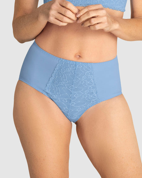 Bloomer clásico de control suave con toques de encaje en abdomen#color_b47-azul
