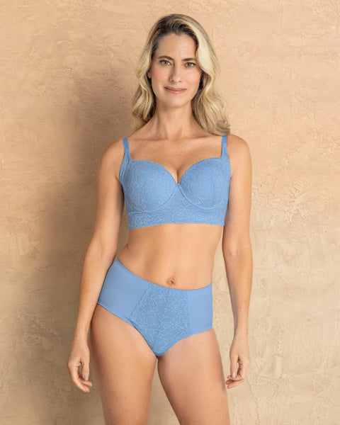 Bloomer clásico de control suave con toques de encaje en abdomen#color_b47-azul