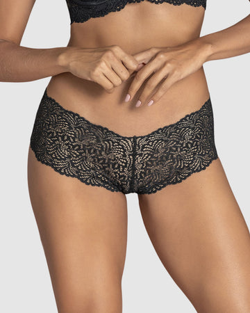 Bloomer estilo hípster en encaje sexy con refuerzo en algodón#color_712-negro